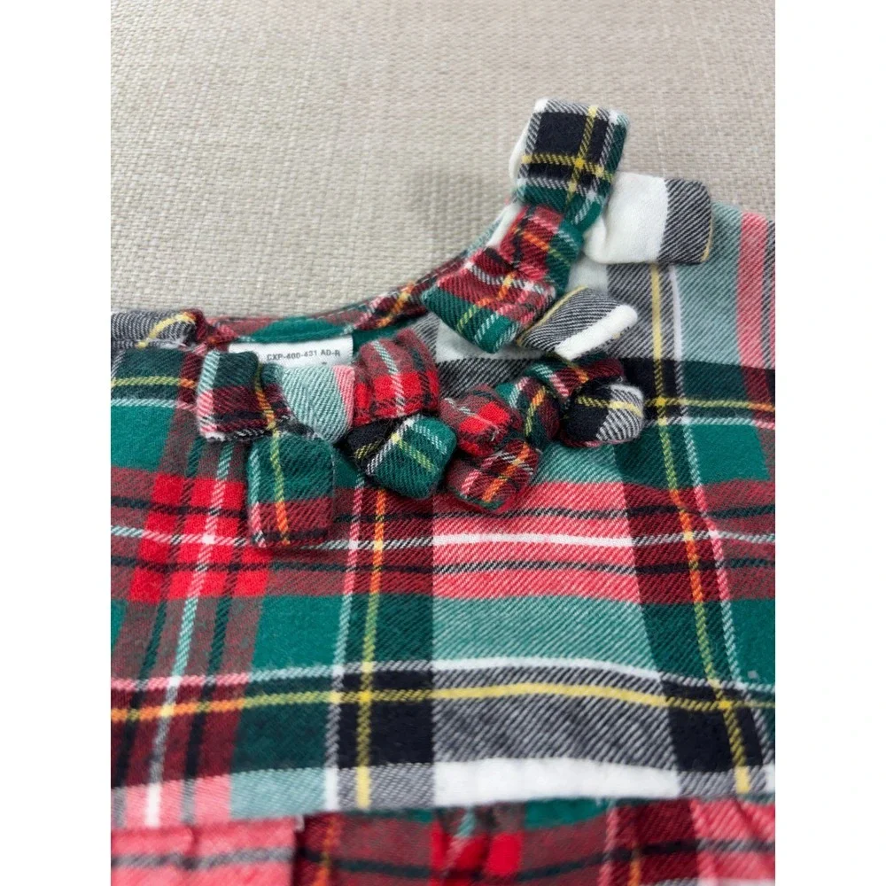 Carter's Girls Red Plaid Holiday Christmas Long Bell Sleeve Flannel Tunic Sz 5